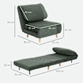 Miniatyrbillede 4 af 10: 2-i-1 sovesofa, stoleseng, justerbar foldemadras, gæsteseng i fløjlsbukser, til soveværelse, stue, grøn, 82 x 89 x 83 cm