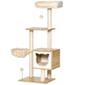 Pikkukuva 10 / 10: Beige Cat Tree Cat Cave Platform Puulastulevy Sisal 126Cm Korkeus