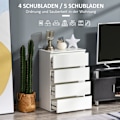 Miniatyrbillede 5 af 10: Kommode, Skænk Med 4 Skuffer, Kontorskab Med Anti-Tip Trækflige, Hvid, 55 X 33 X 80 Cm