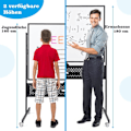 Miniatyrbillede 3 af 5: 120 x 90 cm Dobbeltsidet mobil tavle med stifttavle &amp; Roller &amp; Sort stativ