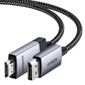 Pikkukuva 2 / 7: Punottu DisplayPort - HDMI 4K 60Hz -kaapeli, 1 m, harmaa