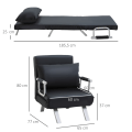 Miniatyrbillede 4 af 10: Sovestol, 2-I-1 Sovesofa, Klapstol Med Justerbart Ryglæn, Hynde, Gæsteseng Kan Holde Op Til 120 Kg, Sort