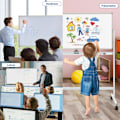 Miniatyrbillede 4 af 5: Dobbeltsidet magnetisk mobil whiteboard Justerbar Dry Erase Board på hjul Hvid
