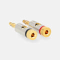 Miniatyrbild 6 av 8: Banana Connector | Rak | Hane | Guldplaterad | Skruva | Kabel input diameter: 3.0 mm | Metall | Guld | 2 st. | Kuvert