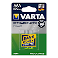 Pikkukuva 1 / 2: Varta Recharge Accu Power -akut AAA 800 mAh 2 kpl läpipainopakkauksessa (DECT-puhelin)