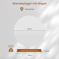 Miniatyrbillede 2 af 5: Ø60 cm rundt badeværelsesspejl med belysning & berøringsafbryder & memory funktion vægspejl