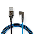 Pikkukuva 4 / 9: USB kaapeli | USB 2.0 | Apple Lightning 8-Pin | USB-A Uros | 12 W | 480 Mbps | Niklattu | 1.00 m | Pyöreä | Nailon / Punottu | Musta / Sininen | Laati