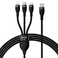Pikkukuva 1 / 9: Flash Series II USB-C-kaapeli Iphone Lightning microUSB 100W 1,5m musta