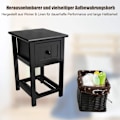 Miniatyrbillede 4 af 5: 2-delt sengebord i træ med skuffe og kurv sidebord med hylde 31 x 28 x 45 cm sort