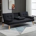 Pikkukuva 2 / 10: Vuodesohva, 3-istuttava vuodesohva taitettavalla pöydällä, mukiteline, vuodesohva liinavaatteella, Scandi-design, kantavuus jopa 250 kg, olohuoneeseen