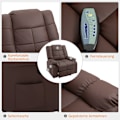Miniatyrbillede 7 af 10: Massagestol, Tv-Stol, Elektrisk Afslapningsstol Med Massagefunktion, Kunstlæder, Træ, Stål, Skum, Brun, 94 X 99 X 99 Cm