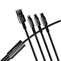 Miniatyrbillede 4 af 9: 3i1 USB kabel USB-C Iphone Lightning microUSB 3,5 A 1,5 m sort