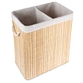 Pikkukuva 4 / 7: Käytännöllinen bambu pyykkikori kahdella lokerolla ja kannella
