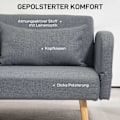 Miniatyrbillede 6 af 10: 3-personers sofa med sovefunktion, 170x83x80cm, med 3-trins justerbart ryglæn og fødder, bølgefjedre, pudepuder, hørlook, grå