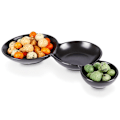 Miniatyrbillede 1 af 9: Sort porcelænsskål med tre rum til snacks og dipsauce
