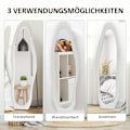 Miniatyrbillede 7 af 10: Fuld længde spejl 50 x 160 cm stående spejl med fløjl rammebetræk, uregelmæssig bølget vægspejl til soveværelse, stue, hvid