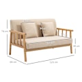 Miniatyrbild 4 av 10: 2-Sits Soffa Soffa 2 Svankkuddar Vadderade Trästomme Linnelook Dubbelsoffa Smårum Beige