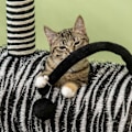 Miniatyrbillede 9 af 10: Kradsestolpe Kat Træ Zebra Design Klatretunnel Jute Stolpe Sort + Hvid 93Cm