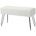 Miniatyrbillede 1 af 10: Bænk, polstret bænk med imiteret pelslook, metalben, skobænk til entre, soveværelse, stue, 82 x 30 x 47 cm, cremehvid