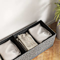 Miniatyrbillede 10 af 10: Bænk med opbevaringsplads, foldbar polstret bænk med separate beholdere, sengebænk med linnedlook, sædekiste til entre, soveværelse, stue, 110 x 38 x