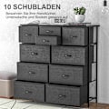 Miniatyrbillede 5 af 10: Kommode, opbevaringsskab med 10 foldbare stofskuffer, moderne skænk til stue, soveværelse, stål, sort