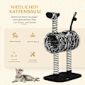 Miniatyrbillede 5 af 10: Kradsestolpe Kat Træ Zebra Design Klatretunnel Jute Stolpe Sort + Hvid 93Cm