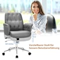 Miniatyrbild 3 av 5: Kontorsstol ergonomisk skrivbordsstol i konstläder höjdjusterbar snurrstol grå