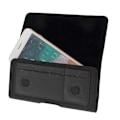 Miniatyrbillede 4 af 4: Horizontaltetui med metalclips til bælte, tekstil- og læderovertræk med kortholder til BBK Vivo X50 Pro+ (2020) > Sort sort