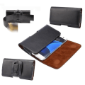 Miniatyrbillede 1 af 4: Horisontal Etui Housse Clip Belte Klemme i Ægte Læder til => SAMSUNG GALAXY S6 EDGE+ PLUS DUAL > Sort Svart