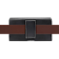 Miniatyrbillede 4 af 4: Ny Design Horisontal Læder Etui med Bæltestrop til Videocon Cube 3 V50JL > Sort Svart jag
