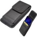 Miniatyrbillede 1 af 4: iPhone 12 Pro Max etui - DFV mobil - Læder og Nylon - Bælteetu - Kortholder - Sort Svart