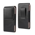 Miniatyrbillede 1 af 4: Vertikal læder etui af ny design med bælteslynge til KARBONN AURA SLEEK PLUS (2018) > Sort Svart jag
