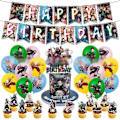 Miniatyrbillede 1 af 5: Demon Slayer-tema børnefest dekoration balloner banner cupcake toppers kit