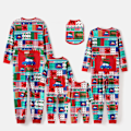 Miniatyrbilde 2 av 5: Julefamiliens matchende trykte langarmet glidelås-onesies pyjamas (flammesikre) Fargerike KvinnerM