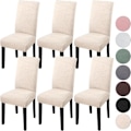 Miniatyrbild 1 av 5: 4-pack julstolsöverdrag, Stretchbara avtagbara tvättbara matplatsblad-beige 6