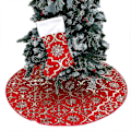 Miniatyrbillede 4 af 5: Snefnug Juletræsmåtte - 120cm Stor Juletræsmåtte Med Glædelig Jul Strømpe Til Gladt Nytårsfest Dekorationer Pynt (Rød)