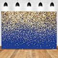 Pikkukuva 4 / 5: 8X6FT Kuningas Sininen Glitter Tausta Syntymäpäivä Tausta Kultaiset Pisteet Bokeh Tausta Hää Prom Valmistuminen Valokuvaustausta Hyvää Uutta Vuotta Tausta