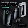 Miniatyrbillede 4 af 5: Magnetisk Bærbar Oplader 20000mAh Hurtig Opladning 22.5W Bærbar MagSafe Power Bank Sort 20000MA
