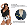 Miniatyrbild 3 av 5: Damernas Halter V-ringad Rygglös Scoop Neck Tummy Control Baddräkt Svart-vit M