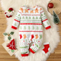 Miniatyrbillede 5 af 5: Julegave til Nyfødt Baby / Pige Tøj Jumpsuit Allover Print Langærmet Jumpsuit Rød 0-3 Måneder