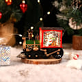 Miniatyrbillede 1 af 5: Juletogsgavedekoration Juleaften damptogsboks krystalsne ornamenter