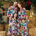 Miniatyrbild 3 av 5: Familjematchande Julpyjamas med Långärmad Dragkedja (Flamsäkra) Färgglada Kvinna M