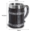 Miniatyrbilde 3 av 4: Nordiske Viking Rune Ølkopper - Stor Eikekopp - Med 3D Harpiks - For Menn, Farsdaggave 550ml