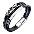 Miniatyrbild 1 av 5: Läderarmband för män, Svart, Flätat läderarmband för män, Mansarmband, Den perfekta presenten till fars dag