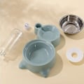 Miniatyrbillede 4 af 5: REMAKE Dobbelt hundekat skål, rustfrit stål dyreskål spildsikker harpiksstation, dyrefoder med automatisk vandpåfyldning