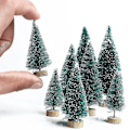 Miniatyrbild 5 av 5: 24 st Mini Julgranar Konstgjord Tall Mini Sisal Flaskborste Snö Frost Gran Vit