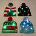 Miniatyrbillede 5 af 5: LED-belyste Julehatte Xmas Santa Grim Hat Caps 10 Farverige Lys Blinkende Hat Til Nytårsfest