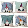 Miniatyrbild 1 av 5: REMAKE Julkuddeöverdrag 45x45cm Set om 4 Juldekorationer Svensk Tomte Jultomte Dekorativ kuddeöverdrag för soffa Juldekoration