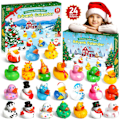Miniatyrbild 2 av 5: Adventskalender 2024 Julgummidockor - 24 Dagar Julnedräkning Kalenderpresenter för Barn Flicka Pojke Semesterkul Anka Badleksak