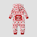 Miniatyrbilde 4 av 5: Julefamiliens matchende festivaltema heltrykte langærmede fleece hettegensere pyjamas (flammesikre) rød baby 12-18M